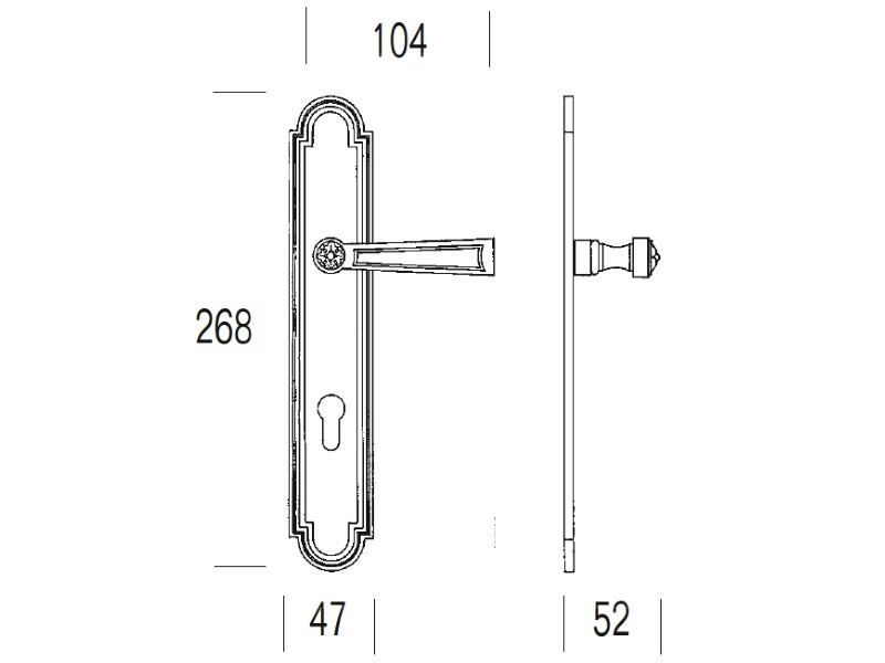 Дверная ручка на планке Salice Paolo BERLINO 4391 из латуни