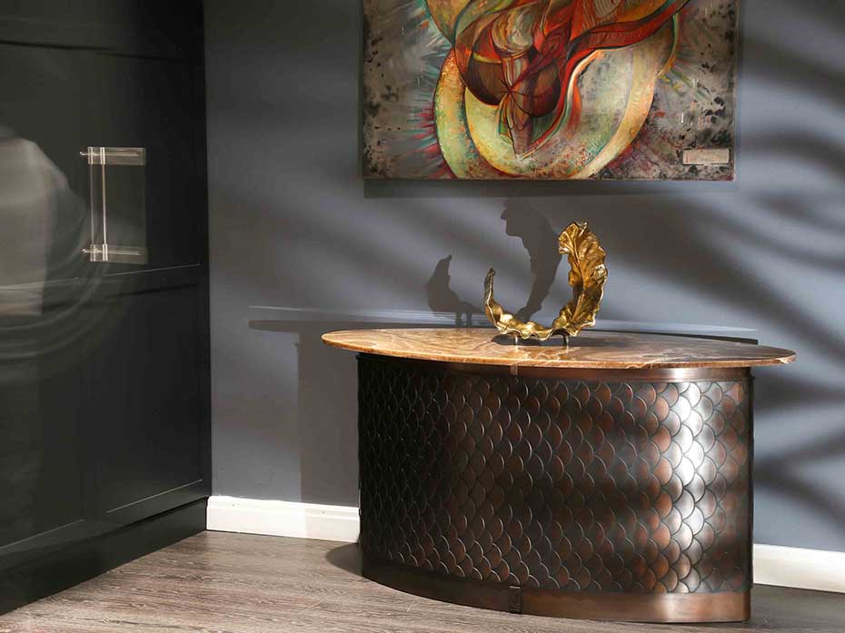 Консоль из латуни с ониксом Ar-Deco FG-200 античная медь