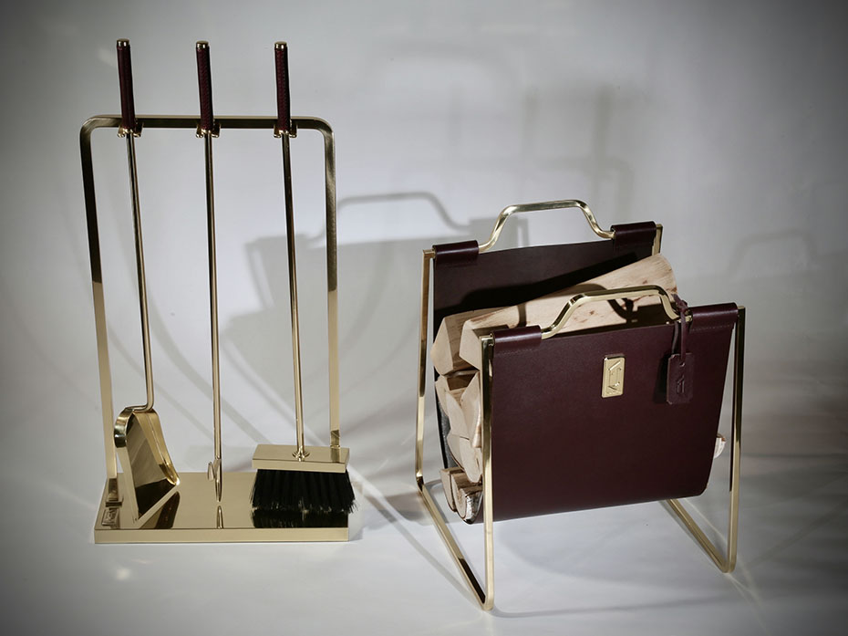 Каминный набор с дровницей FURNITEK FG-01112 полированная латунь