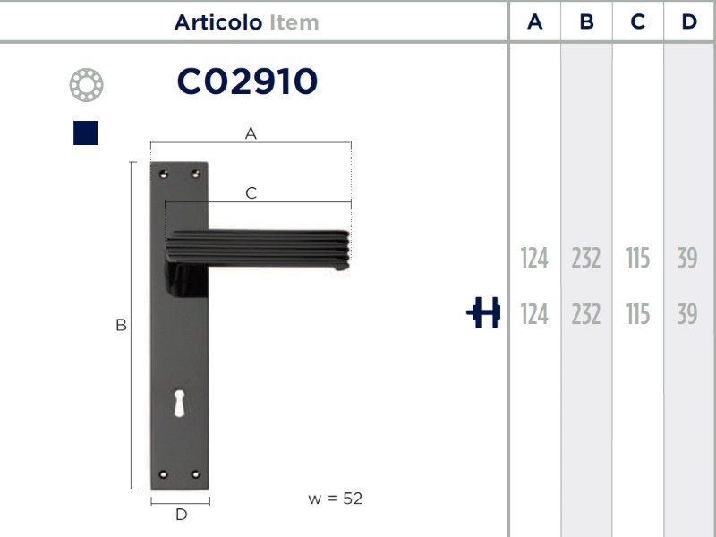 Дверная ручка на планке Enrico Cassina MAYA C02910 чернёная
