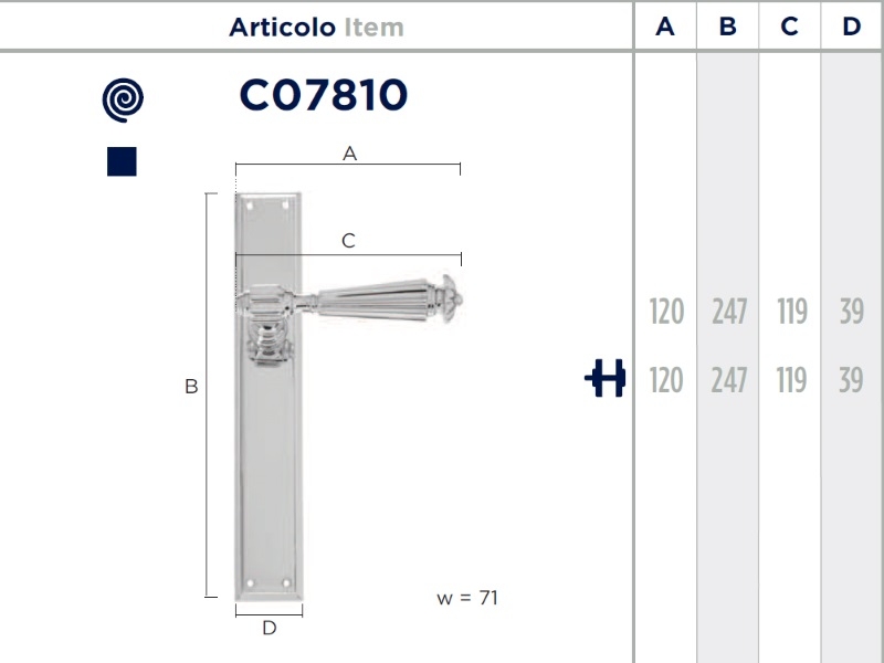 Дверная ручка на планке Enrico Cassina NIKY C07810
