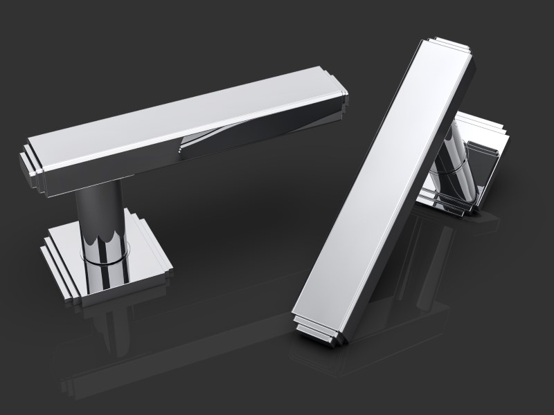 Дверная ручка на розетке Oliver Knights Vortimer полированный никель