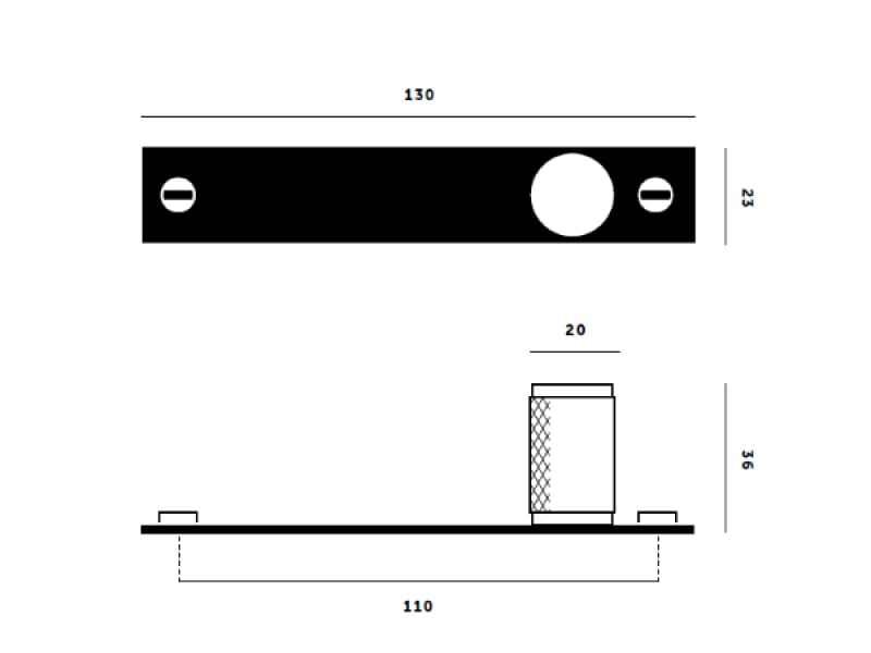 Мебельная ручка кнопка на планке Buster & Punch UK-KP-SM бронза