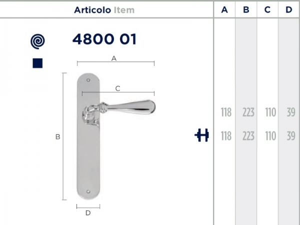 Дверная ручка на планке Enrico Cassina EMANUELA 480001 из латуни
