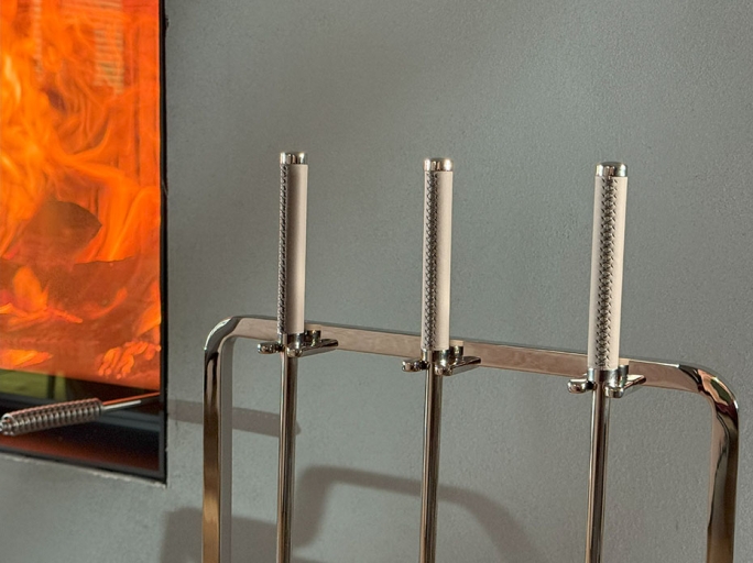 Каминный набор с дровницей FURNITEK FG-01120 полированный никель