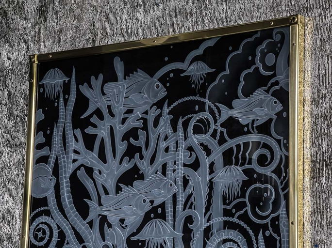 Стеклянная картина FURNITEK FG-300 латунь