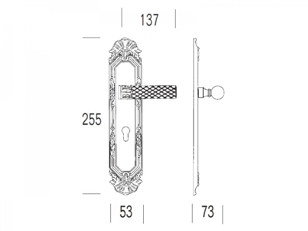 Дверная ручка на планке Salice Paolo KING 3096