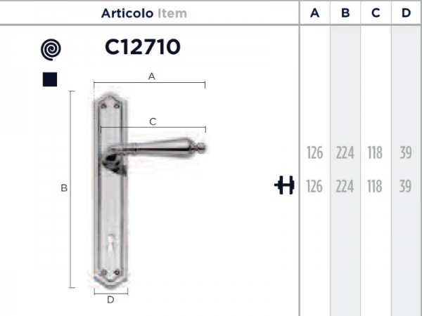 Дверная ручка на планке Enrico Cassina MENEN C12710 из латуни