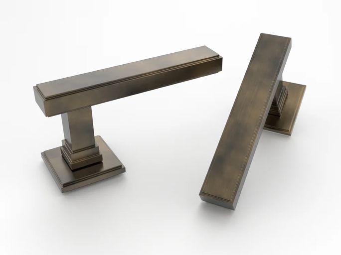 Дверная ручка на розетке Oliver Knights Breunor LH античная латунь