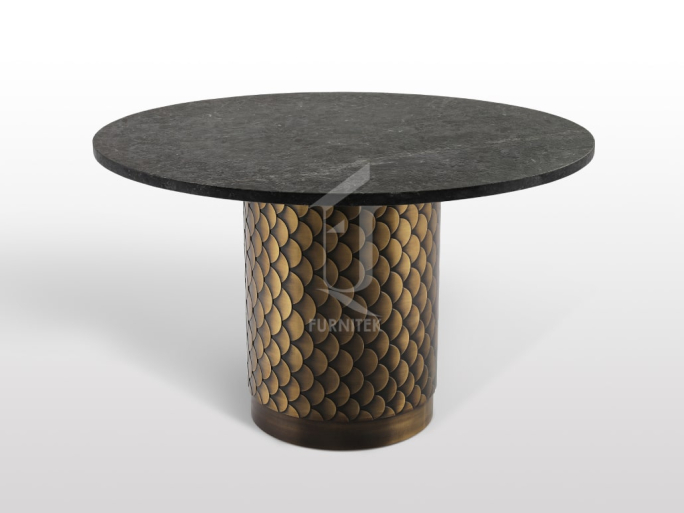 Стол обеденный круглый Ar-Deco FG-017 античная латунь