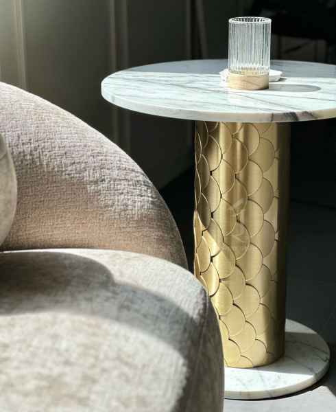 Кофейный стол из латуни и мрамора FURNITEK